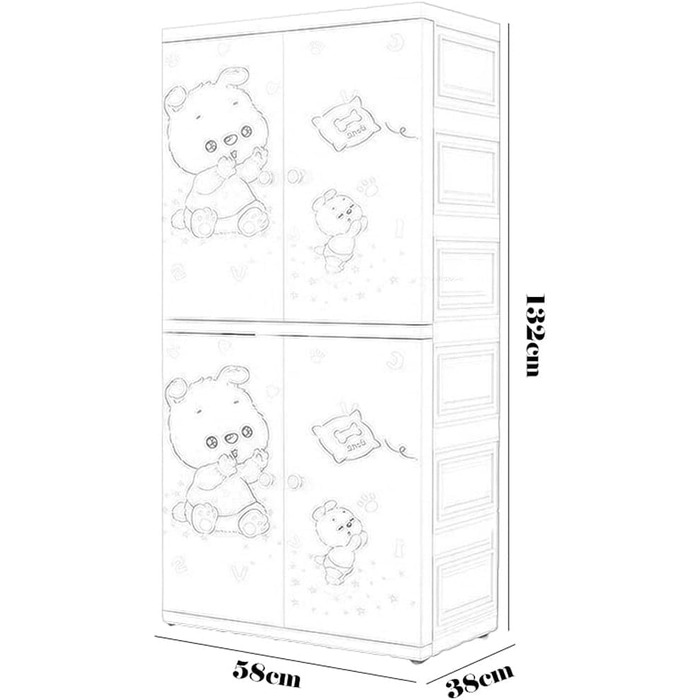 Кошики для зберігання CONGRUI дводверна шафа для зберігання для дому, вітальні, дитячої кімнати, з однією шухлядою, пластикова, ди