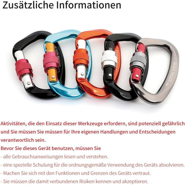 Міцний карабін із замком, сертифікований UIAA, 25 кН (близько 5620 фунтів), автоматично блокувальний карабін D-подібної форми, затискач для скелелазіння, альпінізму, аеропортних робіт Grau-2