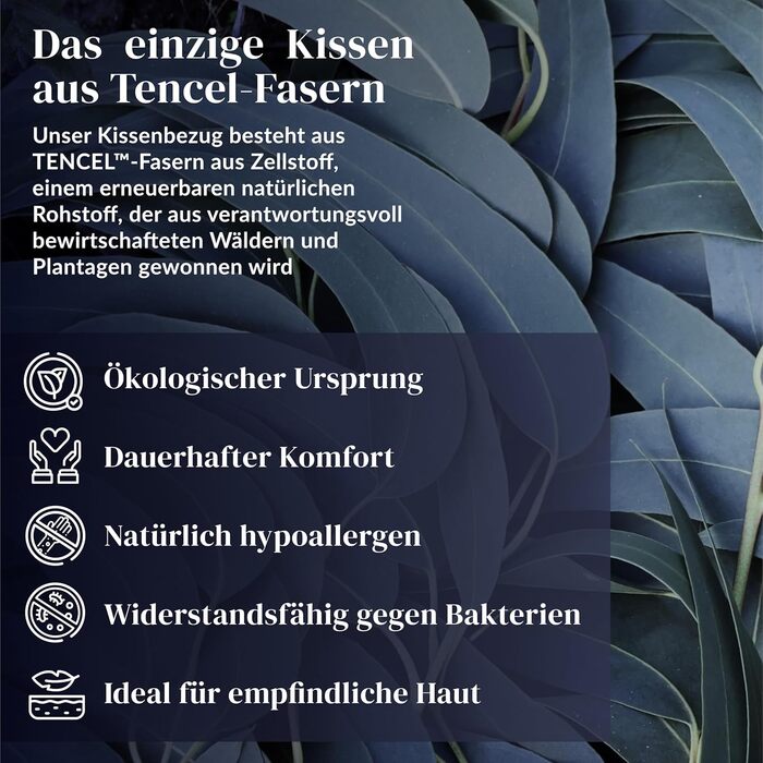 Подушка для шиї Fer з піни з ефектом пам&39яті 70x40x12 з волокном Tencel Розкіш і комфорт для спокійного нічного сну Середньої жорсткості та повітропроникна для шиї, спини та плечей Сертифіковано Oeko-TEX 70 x 40 x 12 см