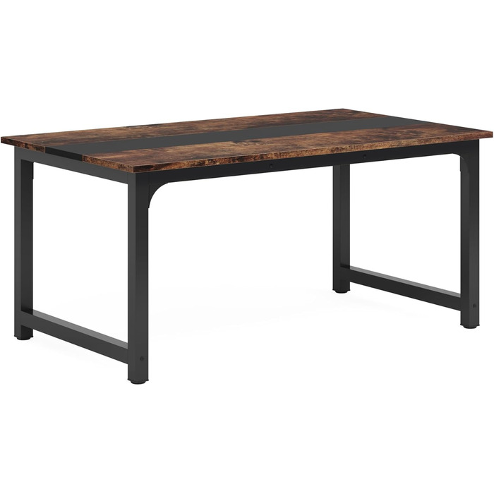 Обідній стіл Tribesigns, промисловий кухонний стіл на 4-6 осіб, прямокутний обідній стіл для їдальні, кухні, вітальні, з міцними металевими ніжками, рустикальний коричневий, 160 x 80 см