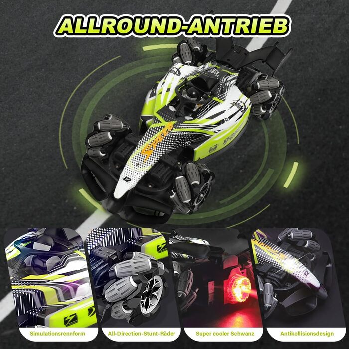 Автомобіль на дистанційному керуванні AYIQUTY з ручним керуванням, радіоуправляний трюковий автомобіль із світлом і паром, поворот