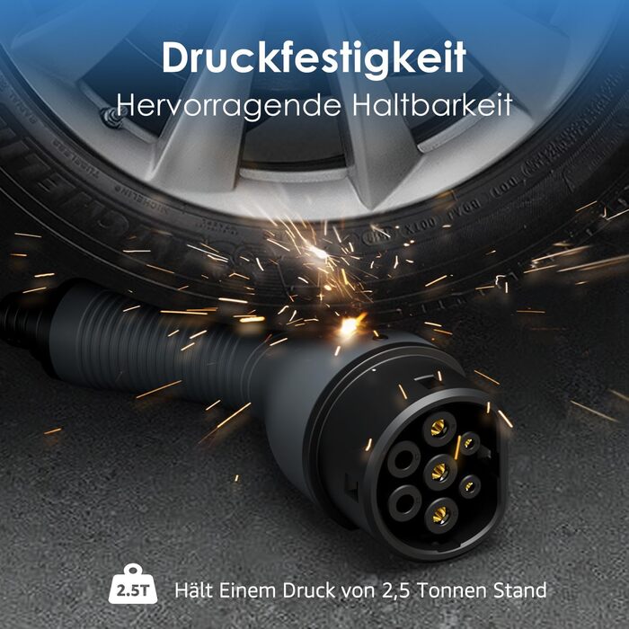 Зарядний пристрій для електромобілів bokman Type 2 Schuko, 5 метрів 16A 3,68 кВт IP65 Водонепроникний, портативний зарядний пристр