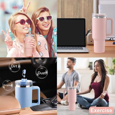 Змінні блискучі соломинки та чохли для чашки Stanley Adventure Travel Tumbler Cup 40 унцій, багаторазові, сумісні з чашками Stanle