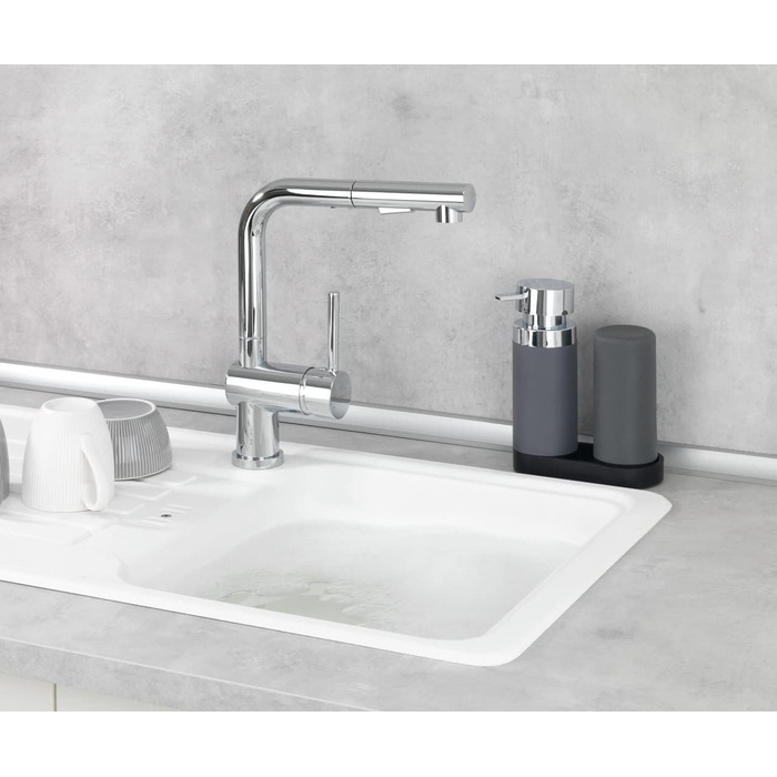 Ополіскувач сірий, 250 мл кожна, багаторазова станція для миючих засобів і мила, 15 x 18 x 7 см, сірий