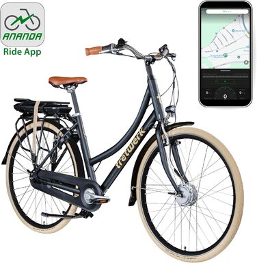 Електричний велосипед Tretwerk Aurora 28 дюймів Pedelec Жіночий Чоловічий 155-185 см 522 Wh Жіночий електровелосипед 7 швидкостей Чорний 50 см