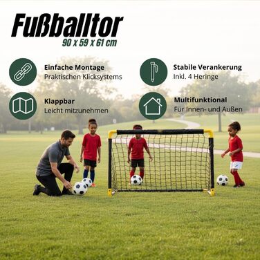 Футбольні ворота Umbro - Футбольні ворота 90 x 59 x 61 см - Складані футбольні ворота - Футбольні ворота для саду, дітей та дорослих - Футбольне тренувальне обладнання для використання в приміщенні та на вулиці - Метал - Чорний/Жовтий