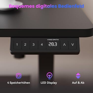 Стіл з регульованою висотою, електричний комп&39ютерний стіл 140 x 60 см, стіл для сидіння та стояння з 4 положеннями пам&39яті, стіл для стояння з 2 гачками, з&39єднувальна пластина, чорний