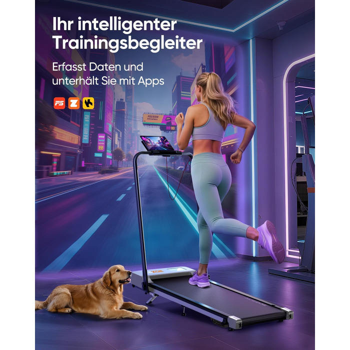 Складана бігова доріжка 6-в-1 для домашнього використання, біговий майданчик з нахилом 10 на 3 рівнях та ручками, бігова доріжка для дому/офісу зі світлодіодним дисплеєм, вантажопідйомність до 135 кг, пульт дистанційного керування та застосунок, встановле