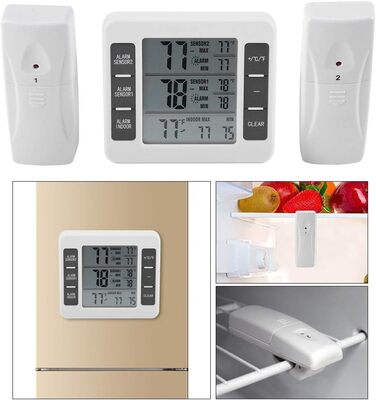 Термометр для холодильника MAGT, термометр для морозильної камери зі звуковою сигналізацією, цифровий, бездротовий, з сенсорним дисплеєм, 2 шт. и, мін/макс для дому, відновлення