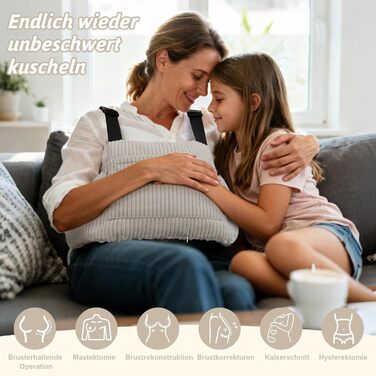 Подушка для мастектомії, подушка для порту молочної залози, подушка для грудей для автомобіля, подушка для відновлення після хіміотерапії, мастектомії, зменшення грудей, збільшення грудей та лімфедеми (сіра)