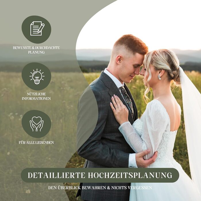 Весільний планувальник (німецькою мовою, A4) Складається на 180 - відкривається без натискання Весільний планувальник на 160 сторінок з розкладом, контрольними списками, порадами та календарем Елегантний весільний планувальник для подарунка на заручини