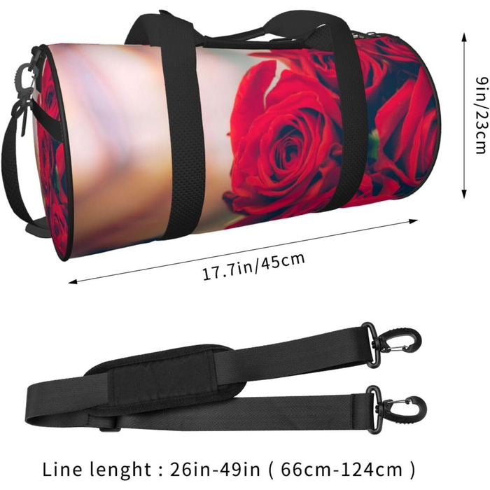 Спортивна сумка, дорожня сумка, красива червона троянда, з принтом, для ночівлі, чорна, універсальний розмір, дорожня сумка