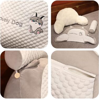 Подушка для спини Chillwave, подушка для спини Mivoza, подушка Chill Wave, трикутна подушка Chillwave у формі крижаної квасолі, трикутна подушка Chillwave у формі крижаної квасолі (Сіра, XL (70 x 50 x 25 см)) XL (70 x 50 x 25 см) Сірий