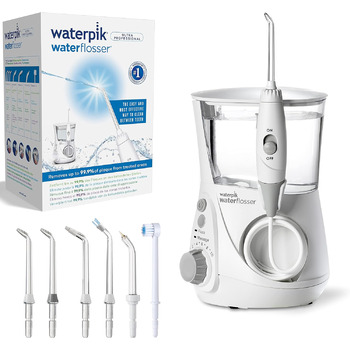 Фіксований іригатор для порожнини рота Waterpik Ultra Professional Waterflosser з 7 насадками, діапазон тиску від 0,7-7 бар регулюється за допомогою 10 налаштувань тиску, вбудований таймер, білий (WP-660EU)