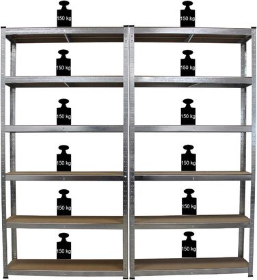 Посилений стелаж, Безболтовий стелаж, 200x100x30 см, Архівний стелаж, Посилений стелаж, Стелаж для зберігання, Стелаж для підвалу, Металевий стелаж, Стелаж для гаража, Стелаж для документів, 2 шт.