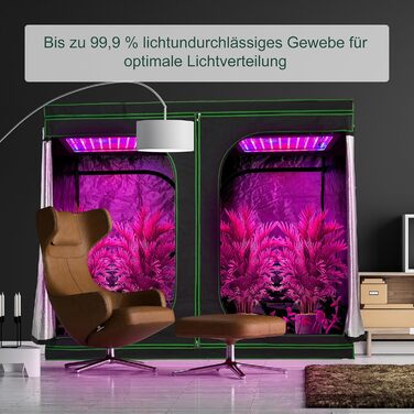 Розплідник для рослин Relaxdays Growzelt, 120x60x60 см, з відбиваючою внутрішньою плівкою, світлонепроникний, для вирощування в приміщенні, чорний/зелений