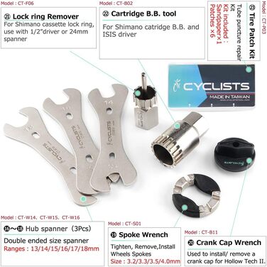 Набір для ремонту велосипедів для велосипедистів, 23 предмети