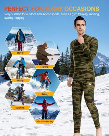 Термобілизна MEETYOO, 2 шт., чоловіча, термобілизна, лижна та функціональна, дихаюча, відводить піт, ідеально підходить для зими та спорту, 2 шт. - синій камуфляжний візерунок, розмір L