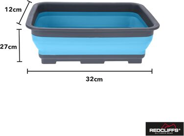 Миска для миття посуду Redcliffs 37x27x12 см 8 л Пластикова складна прямокутна - Складана миска для кемпінгу - Компактна миска - Кемпінгова миска - Сіро-зелена