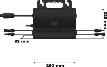 Двофазна балконна електростанція SUNNIVA 920 Вт, повністю чорна, з розеткою, інвертор ASTRO-E 800 Вт, фотоелектрична сонячна система, 2 сонячні модулі зі скла по 460 Вт, вкл. кабель 5 м, Bluetooth WIFI, повний комплект
