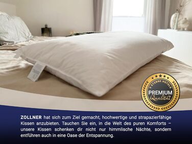 Подушка ZOLLNER преміум-класу з пір&39я з пуховим наповнювачем - Зроблено в Німеччині - Підходить для алергіків - Чохол з високоякісної бавовни Mako - Можна прати при температурі до 60C - 40x80 см - Готельна якість 40 x 80 см Білий