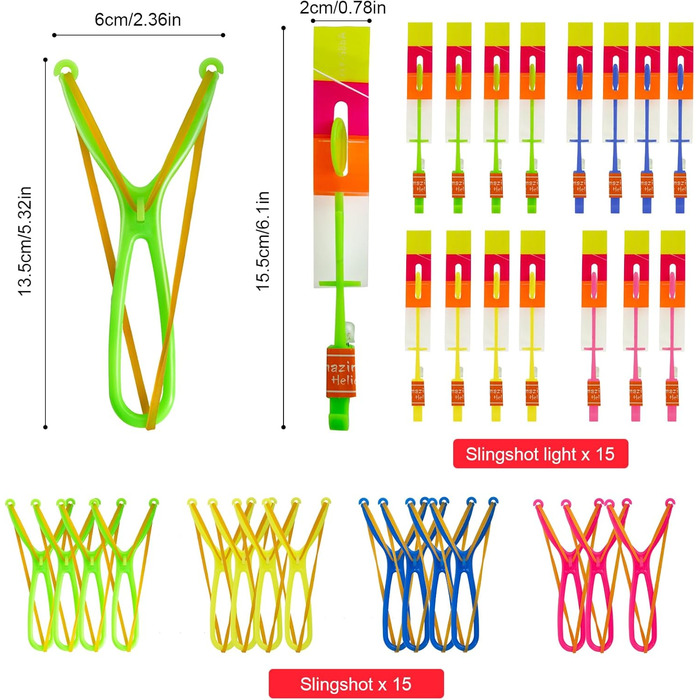 Світлодіодне світло Нічна іграшка-рогатка вертоліт, літаюча іграшка вертоліт, вечірні іграшки для дітей Дитячий день народження Сувеніри Подарунки для вечірки Набір еластичної рогатки, 15 шт.