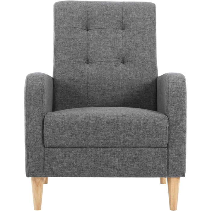 Крісло-підлокітник WOLTU з підлокітниками, ніжки з масиву дерева, підходить для вітальні, спальні або балкону, сучасне, лляний чохол, темно-сірий