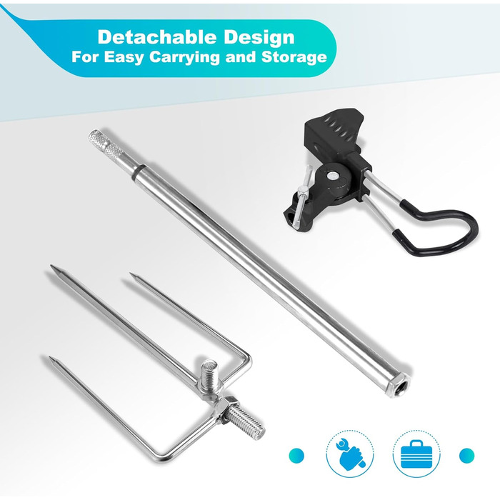 Тримач для вудки, багатофункціональний тримач для вудки з нержавіючої сталі, регульований на 360 та знімний, зручний для перенесення, подарунок для чоловіків, День батька, день народження (2 шт.)