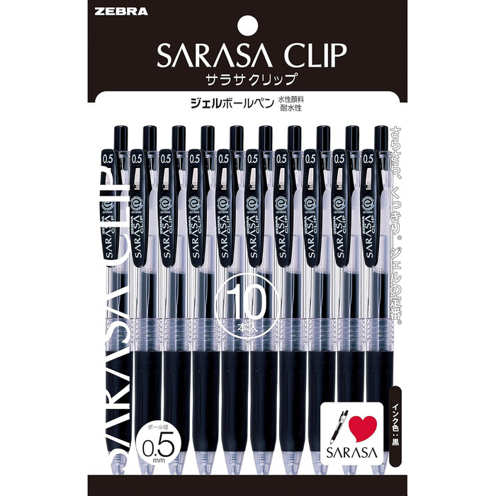 Кулькова ручка Zebra Sarasa P-JJ15-BK10 Clip Gel, 0.5, чорна, 10 шт.