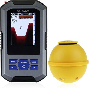 Бездротовий датчик ехолота 125 кГц, частота 45 метрів/147 футів, функція сигналізації глибини та великий РК-дисплей