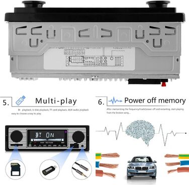 Автомобільна стереосистема Yolispa, автомобільна стереосистема Bluetooth з портом USB/SD/AUX, 4 x 60 Вт автомобільна аудіосистема FM-радіо, цифровий MP3-плеєр, автомобільна стереосистема з Bluetooth 01