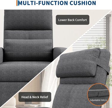 Крісло-реклайнер Acekool, масажне крісло, крісло для телевізора з електричним регулюванням та функцією відкидання, функція масажу та підігріву, крісло для читання, крісло для телевізора, крісло для вітальні, сіре електричне крісло-реклайнер