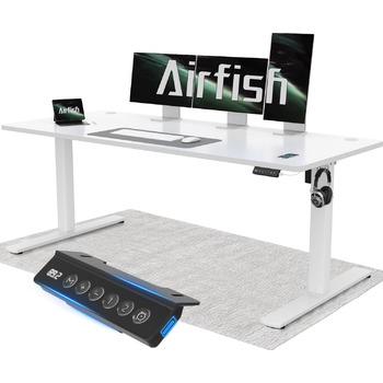 Стіл Airfish з регульованою висотою 160x70 см з USB-портом, електрично регульований стіл з функцією пам&39яті, 73-118 см, білий
