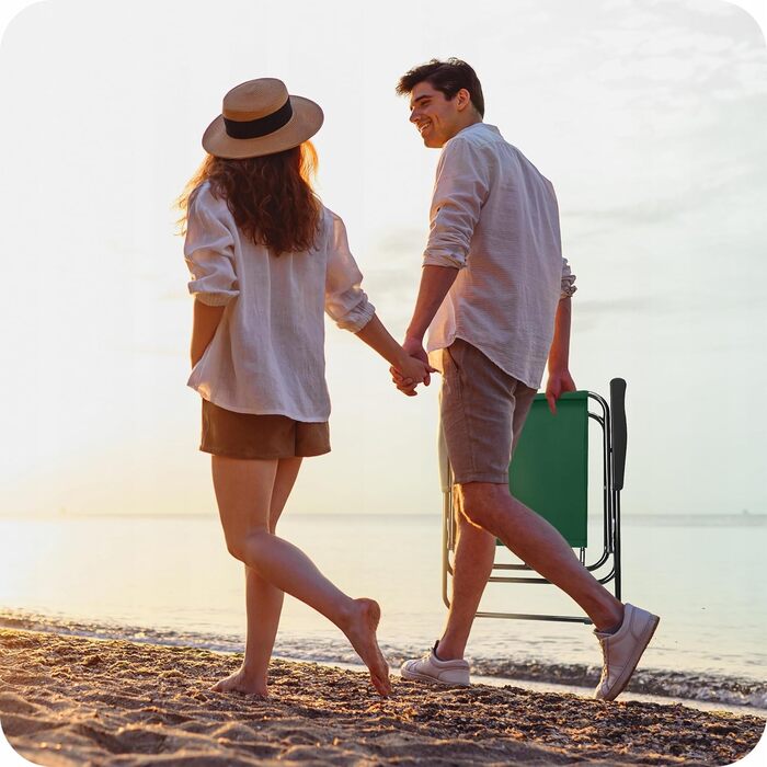 Складаний кемпінговий стілець, зелений, міцний кемпінговий стілець, до 100 кг, сталевий каркас, складний садовий стілець 73x46x51 см, складний стілець для саду, пляжу, риболовлі, балкону, аксесуари для кемпінгу