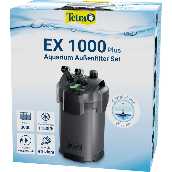 Зовнішній фільтр для акваріума Tetra EX 1000 Plus - потужний фільтр для акваріумів об&39ємом до 300 літрів, створює кришталево чисту, безпечну для риб воду, для використання в приміщенні