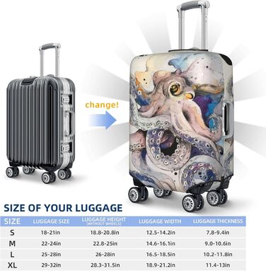 Чохол для валізи Октопус, міцний захист, підходить для багажу розміром 45,7 - 81,3 см, розмір XL, чорний, екстра-великий