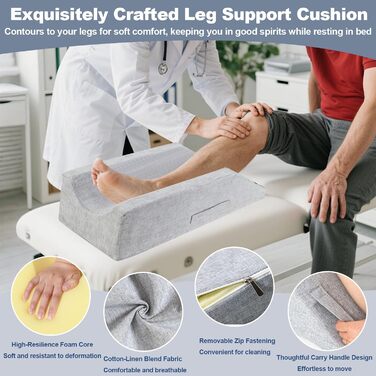 Подушка для підняття ніг, опори для ніг з ручкою та блискавкою, відштовхувальна губка, подушка для підтримки ніг у ліжку, U-подібний позиціонер для ніг полегшує біль та покращує