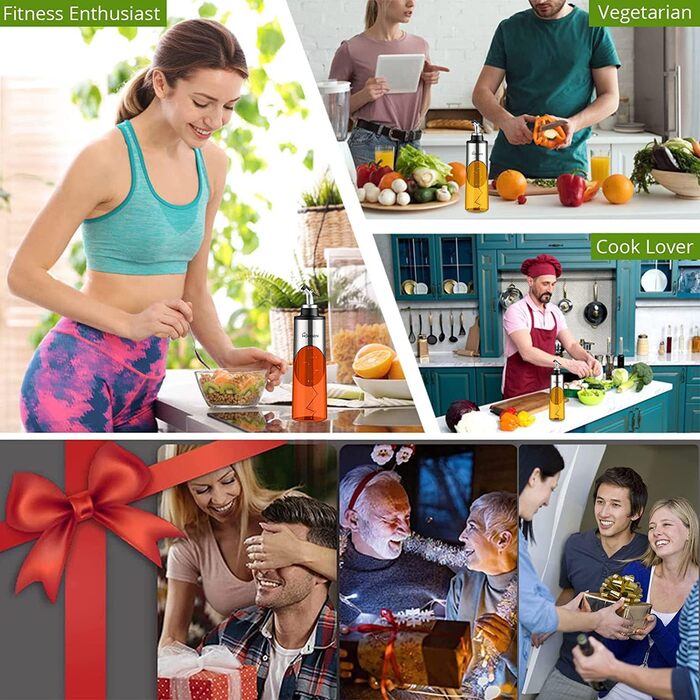 Пляшка з олією HOMGEN 2 шт. Пляшка з оцтом з носиком для пресування та герметизації Пляшка з розпилювачем 650 мл зі шкалою з безсв