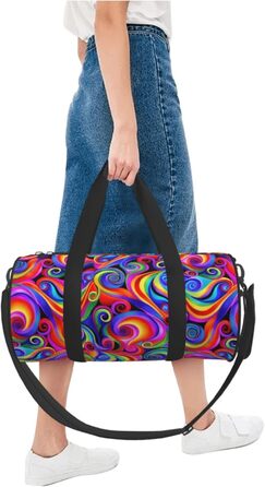 Спортивна сумка для подорожей, з принтом метеликів та веселки, чорна, універсальний розмір