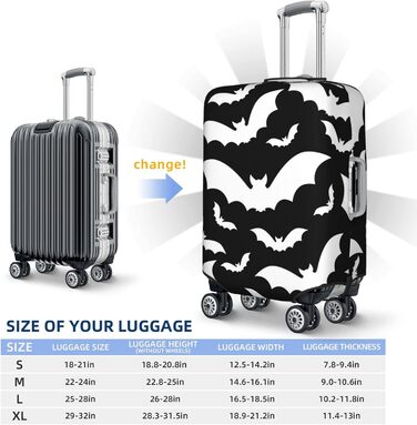 Чохол для валізи на Хелловін з літаючими кажанами, міцний, для туристичних сумок, 45.7 - 81.3 см, розмір M, поліестер