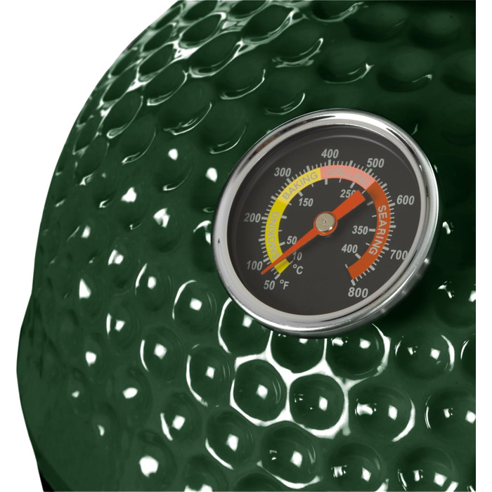 Вугільний гриль Haiiro Ø 32 см з термометром, дерев'яна ручка зелений керамічний гриль Kamado, міні-гриль на вугіллі, міні-гриль к