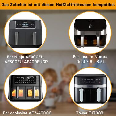 Аксесуари для фритюрниці - Аксесуари для мультипечі для Ninja Foodi AF400EU AF300EU 9.5L та інших двозонних аерофритюрниць, без BPA, аксесуари для мультипечі Ninja