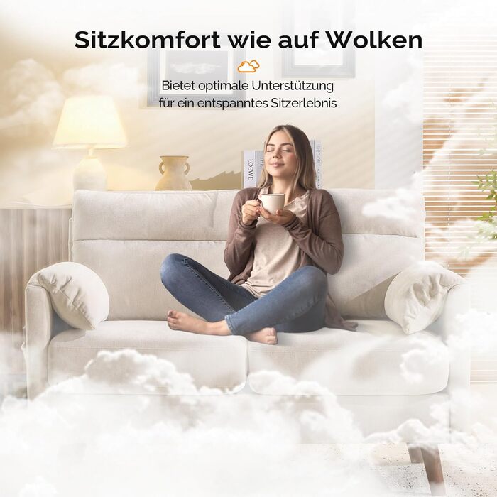 Маленький 2-місний диван Bonnlo, міні-диван 125 см, невеликий тканинний диван з м&39якими підлокітниками, маленький диван для офісу, вітальні, спальні та кабінету, легке складання, льон, бежевий