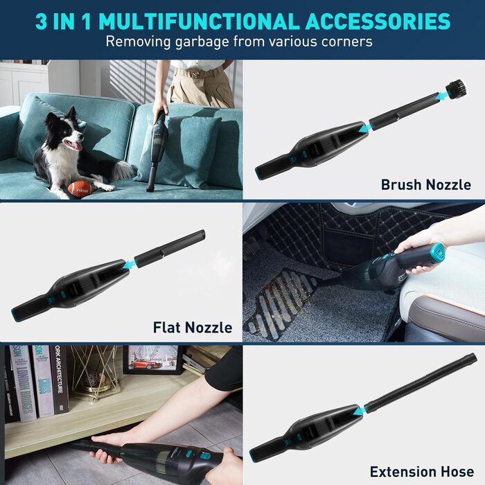 Переможець тесту ручного пилососа HOMEKANE, Акумулятор ручного пилососа 9500 Па з зарядною станцією, Акумуляторний ручний пилосос