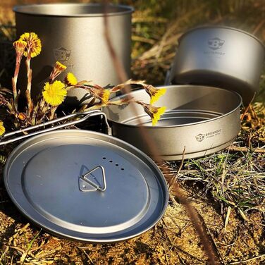 Набір кемпінгового посуду Bestargot Каструля зі сковородою,Відкритий посуд Горщик для пікніка,Надлегкий набір сковорідок для кемпі