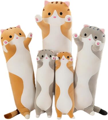 Плюшева іграшка-подушка Кішка Kawaii XXL, 50 см сіра