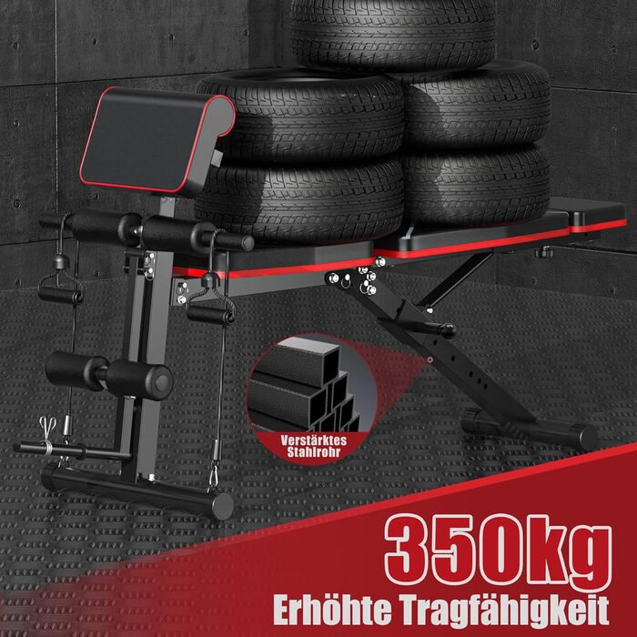 Регульована силова лава для домашнього спортзалу, складна силова лава 350 кг з розгиначем ніг та накладкою для згинання рук, тренувальна лава з нахилом та опусканням для дому