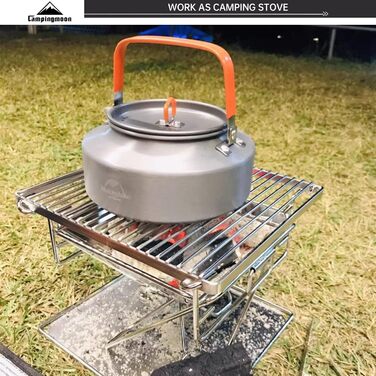Портативний гриль Campingmoon, складне вогнище для вулиці, дров&39яна піч з нержавіючої сталі для 1-2 осіб з сумкою для перенесення X-MINI-PRO Міні-гриль на деревному вугіллі CM-X-MINI-PRO