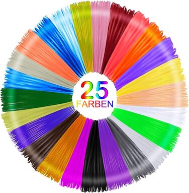 З 25 флуоресцентними кольорами кожен 5M, 3D Printer Pen Filament Filament High Precision Diameter, 3D Pen Filament 1,75 mm Pack, 3D Pen Accessories PLA