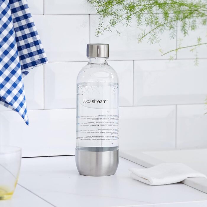 ПЕТ-пляшка SodaStream з нержавіючої сталі, змінна пляшка для виробника газованої води SodaStream з механізмом в один клік, 1 л одинарна